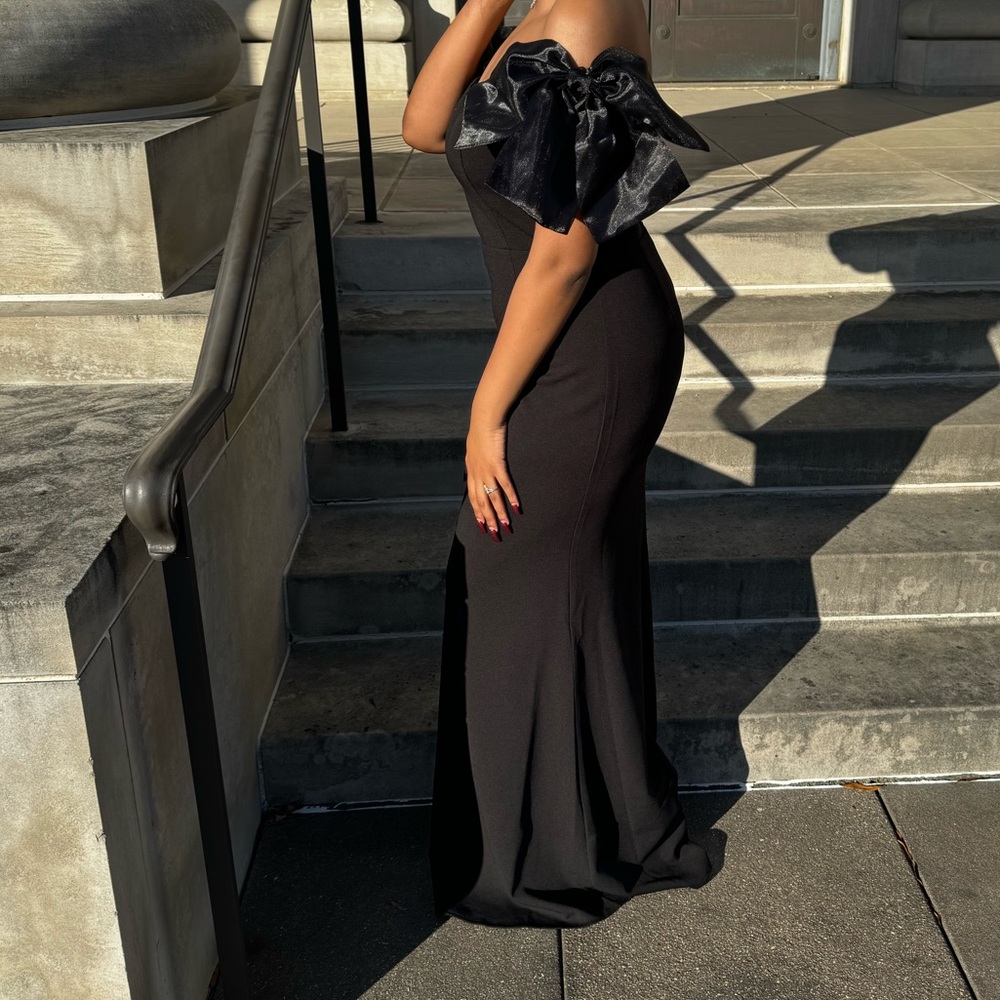 Back fashion nova bow shoulder dress